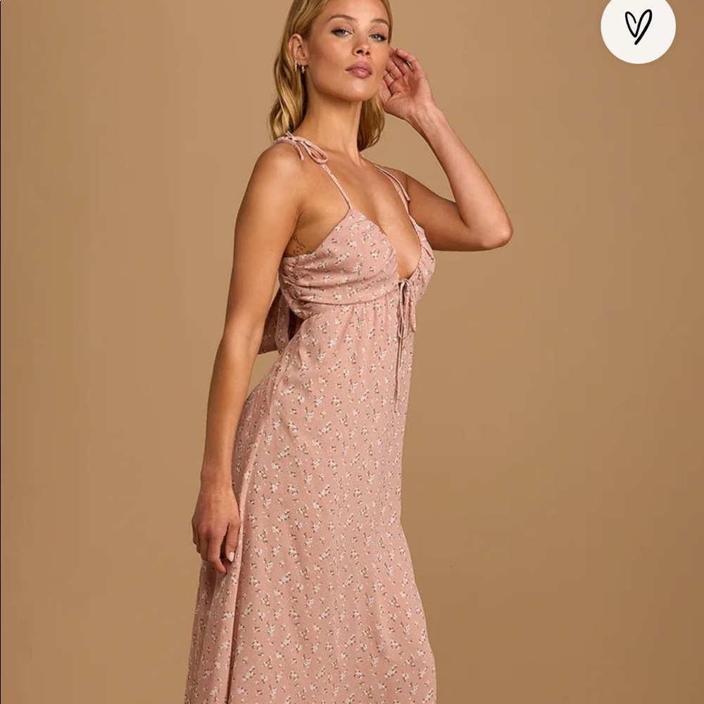 Lulus Times We Had Blush Floral Print TieBack Maxi - Picture 3 of 5